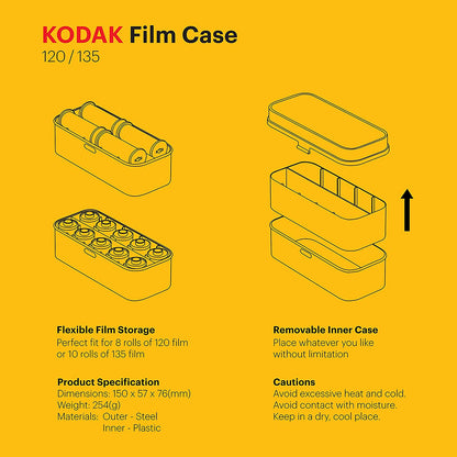 Kodak 35mm & 120 Film Case Large - Beige - for 10 Rolls of 35mm or 8 rolls of 120 Film