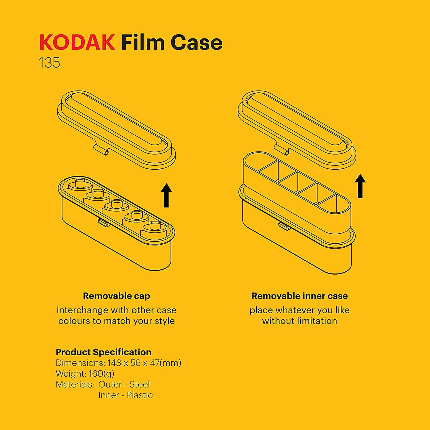 Kodak 35mm Film Case - Red & Yellow - for 5 Rolls of 35mm Films